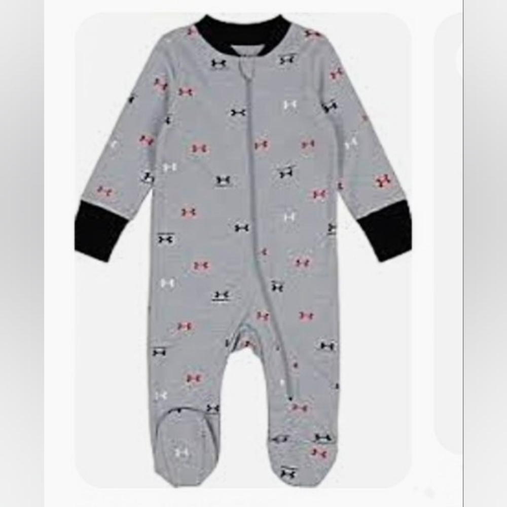 3/$10 Under Armour Baby Footies Grey With Red/White/Black Logos Sz. 9mos